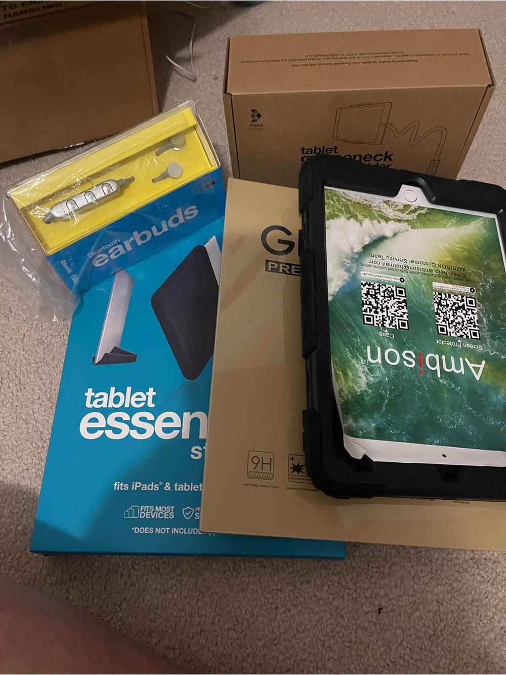 Black iPad cover with Protective Case and Accessories